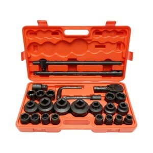 Trusa chei tubulare de impact 17-65mm, antrenor cu clichet, prelungitoare 200 si 500mm, tip L 200mm, bara T, adaptor 3/4-1 inch Cr-Mo 26 piese Breckner Germany