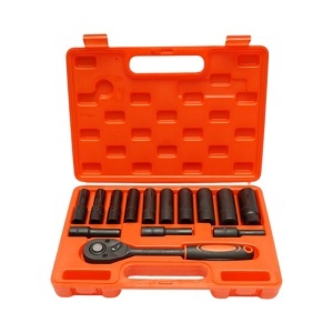 Trusa chei tubulare lungi 8-24mm, antrenor cu clichet 1/2 inch Cr-V 14 piese Breckner Germany