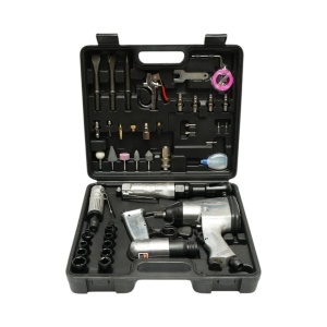 Trusa scule pneumatice cu pistol de impact, ciocan, clichet, polizor drept si accesorii 46 piese Breckner Germany - Img 2