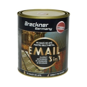 Vopsea email anticoroziva 3 in 1 cupru metalizat pentru metal 750g, direct pe rugina, pe baza de apa Breckner Germany - Img 2