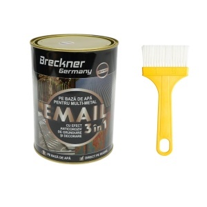 Vopsea email anticoroziva 3 in 1 gri antracit RAL 7016 pentru metal 2kg, direct pe rugina, pe baza de apa Breckner Germany