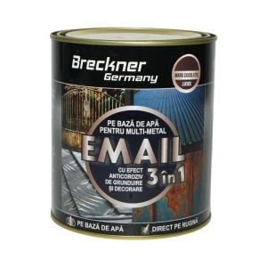 Vopsea email anticoroziva 3 in 1 maro ciocolatiu lucios pentru metal 750g, direct pe rugina, pe baza de apa Breckner Germany - Img 2