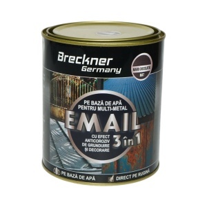 Vopsea email anticoroziva 3 in 1 maro ciocolatiu mat pentru metal 750g, direct pe rugina, pe baza de apa Breckner Germany - Img 2