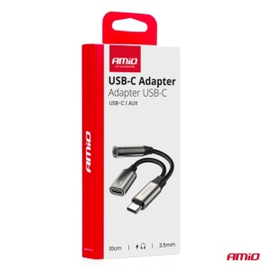 Adaptor USB-C la USB-C + Mini mufa 3,5 mm Adaptor mama 10 cm - Img 2