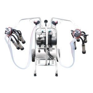 Aparat de muls vaci cu grup colector 160cc sasiu galvanizat bidon aluminiu 40L 2 posturi Breckner Germany - Img 7