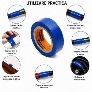 Banda izolatoare albastra vinil 19mm x 9m Anti Fire Super AAA+ HighPower - Img 4
