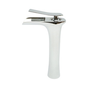 Baterie lavoar baie inalta Premium din cupru, pipa tip cascada, design rotund, monocomanda, crom lucios, furtunuri incluse - Img 3