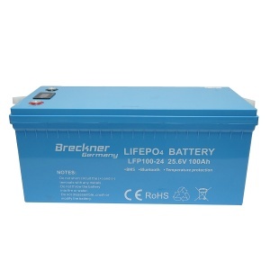 Baterie LiFePO4 2.56kW Li-ion 25.6V, 100Ah cu BMS, Bluetooth, LCD display si protectie temperatura Breckner Germany