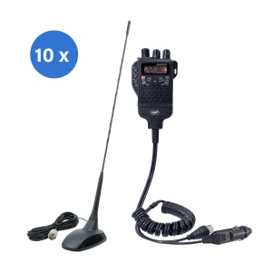 Bax cu 10 bucati kit statie radio CB PNI Escort HP 62 si antena PNI Extra 48 cu magnet inclus, ASQ, RF gain