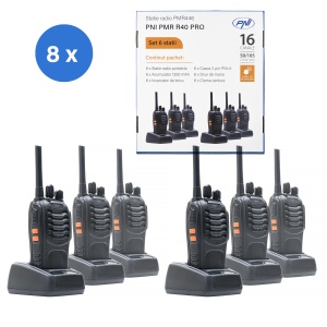 Bax cu 8 bucati kit 6 statii radio portabile PNI PMR R40 PRO acumulatori, incarcatoare si casti incluse - Img 18
