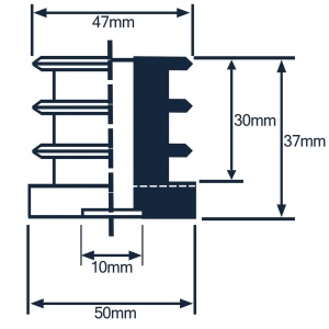 Bucsa plastic cu filet interior 50x50 M10 - Img 2
