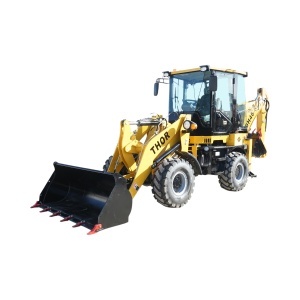 Buldoexcavator articulat compact 1.8T, motor diesel 50CP Euro 3 cu brat excavator, cupa frontala, furci paleti, picon hidraulic THOR - Img 2