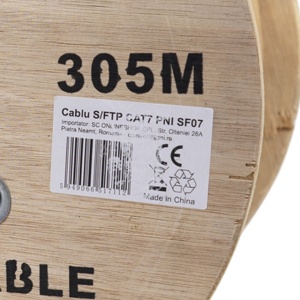 Cablu S/FTP CAT7 PNI SF07, 10Gbps, 1000MHz, pentru internet si sisteme de supraveghere, rola 305m, cupru - Img 6
