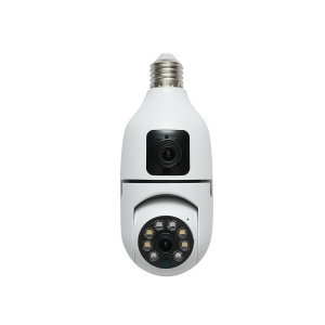 Camera de supraveghere smart 2MP tip bec E27, 2 obiective 1080P FHD, WIFI 2.4G cu senzor de miscare PTZ, night vision si aplicatie V380 Pro - Img 1