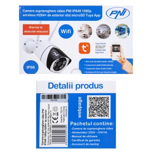 Camera supraveghere video PNI IP649 cu IP, 2MP 1080P, WiFi, slot card micro SD, compatibila cu aplicatia Tuya Smart - Img 12