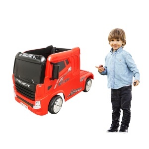 Camion electric rosu cu acumulator 12V/7Ah si telecomanda JJ2011 pentru copii 3 ani - Img 2