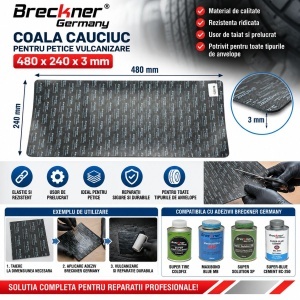 Coala cauciuc pentru petice vulcanizare 480x240x3mm Breckner Germany - Img 3