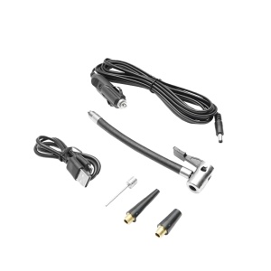 Compresor aer portabil negru 12,4V baterie 6000Am reincarcabila 250x56x47mm cu accesorii - Img 6