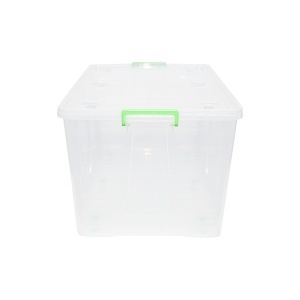 Cutie depozitare 120L cu capac si roti din plastic transparenta 800x515x420mm - Img 2