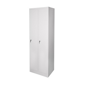 Dulap metalic fiset dublu tip vestiar 1800x600x450mm cu 2 usi securizate, raft si bara, gri Breckner Germany