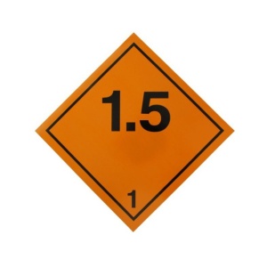 Eticheta ADR clasa 1.5 aluminiu Transport substante si obiecte explozive (300x300mm)