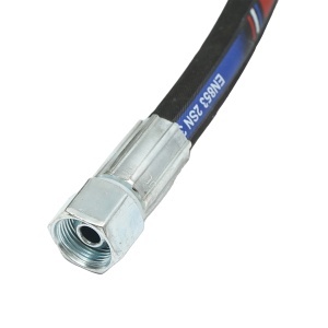 Furtun presiune 800mm hidraulic 2SN DN10 sertizat cu armaturi 90 grade M20x1,5 si armatura dreapta M20x1,5 - Img 3