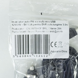 Incarcator auto PNI cu mufa mini USB 12V/24V - 5V 1.5A, pentru DVR auto, lungime cablu 3.5m - Img 7