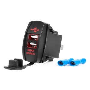 Incarcator de telefon rezistent la apa cu lumina de fundal LED ROSU 2xUSB 12/24V