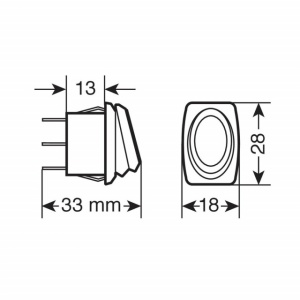 Intrerupator basculant cu lumina Led rosie IMPERMEABIL - 12/24V - LAMPA - Img 2