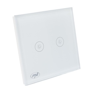 Intrerupator dublu cu touch si dimmer PNI SafeHome DIM202, 2X700W, Live Wire, fara nul, sticla - Img 3