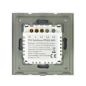 Intrerupator inteligent cu touch PNI SafeHome PT101L WiFi, 600W, control prin aplicatia Tuya Smart, compatibil cu Alexa si Google Assistant - Live Wire, fara nul - Img 5