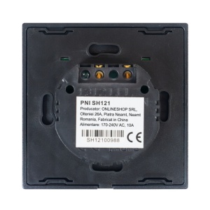 Intrerupator simplu cu touch PNI SH121, din sticla, negru, cu LED indicator, 10A 200W - Img 4