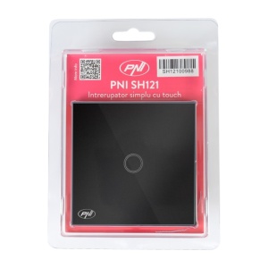 Intrerupator simplu cu touch PNI SH121, din sticla, negru, cu LED indicator, 10A 200W - Img 6
