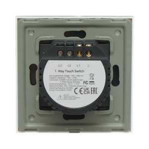 Intrerupator touch alb simplu 220V, indicator luminos, rama sticla 86x86x34mm - Img 4
