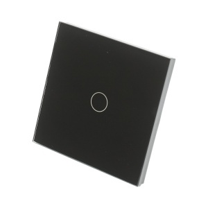 Intrerupator touch cap scara negru 220V, indicator luminos, rama sticla 86x86x34mm