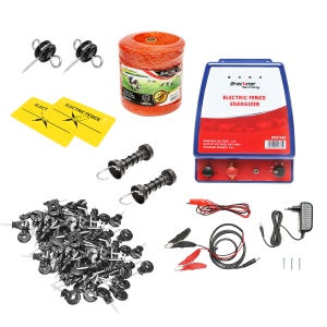 Kit complet gard electric 12/220V, 6 Joule lungime fir 1000m, 100 izolatori Breckner Germany