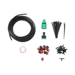 Kit complet irigare prin picurare cu furtun 10m, duze, conectori, tije de fixare 49 piese - Img 1