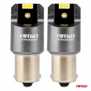 LED CANBUS PRO BA15S P21W 4x3030 SMD ALB 12/24V AMIO - Img 2