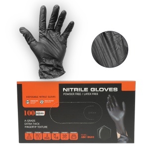 Manusi din nitril sintetic negre nepudrate marimea S 100 buc/cutie