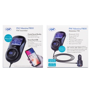Modulator FM PNI Valentine F800 Bluetooth, MP3 player, transmitator FM, slot micro SD, dual USB, QC3.0 - Img 10