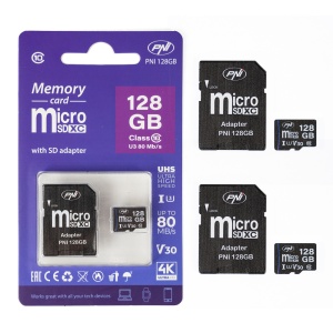 Pachet 2 bucati Card de memorie MicroSD PNI 128GB Clasa 10, 80 Mb/s, V30 cu adaptoare SD incluse - Img 7