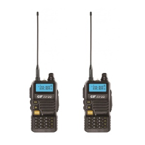 Pachet 2 bucati statie radio VHF/UHF portabila CRT FP00 dual band 144-146 si 430-440 MHz negru, VOX, 128 canale, Scan, Programabila, Lanterna, FM radio 76-108 MHz, TOT, Repeater