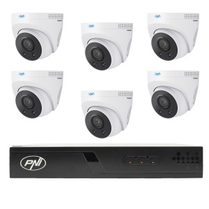 Pachet supraveghere video NVR POE PNI House IP716J, 6 camere PNI IP505J, 5MP si cabluri incluse