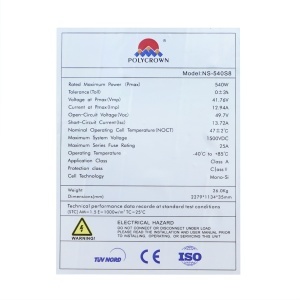 Panou solar 540W Polycrown A Grade, mono, fotovoltaic 2279x1134x35mm - Img 4
