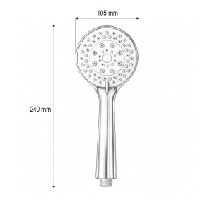 Para de dus baie rotunda, 5 functii, duze silicon, crom lucios, plastic 105x240mm - Img 4