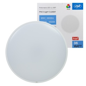 Plafoniera LED PNI D-Light CL2436T Wi-Fi, RGBW, 36W, dimabila, rotunda 41 cm, 3000K-6500K, alimentare 230V, 3600 lm, alb, control din Tuya app - Img 3