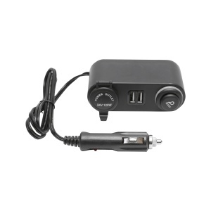 Prelungitor priza auto cu priza 24V, bricheta si 2xUSB