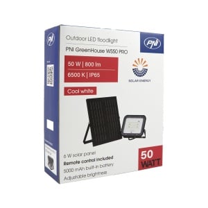 Reflector LED PNI GreenHouse WS50 PRO 50W cu panou solar 6W, acumulator 5000mAh, 800lm, telecomanda, timing si luminozitate reglabila, 6500 K, IP65 - Img 6