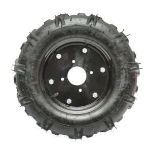Roata completa 400/10 crampon 8PR cu janta neagra - Img 2