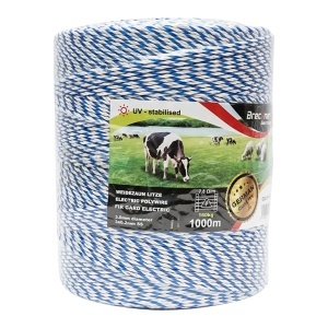 Rola fir alb-albastru fi 3mm. 3x0.2mm. SS, 7,8 Ohm/m, 1000m gard electric Breckner Germany - Img 3